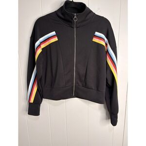Express One Eleven Women Black Track Jacket XS Retro Vibes Boho Y2K Petite TP